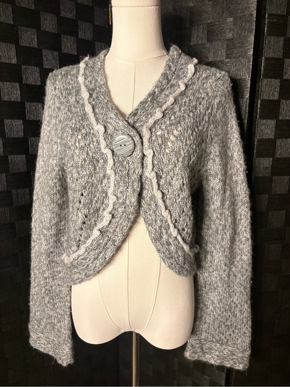 Cato Marled Grey Oversized Knit Cropped Shrug Cardigan